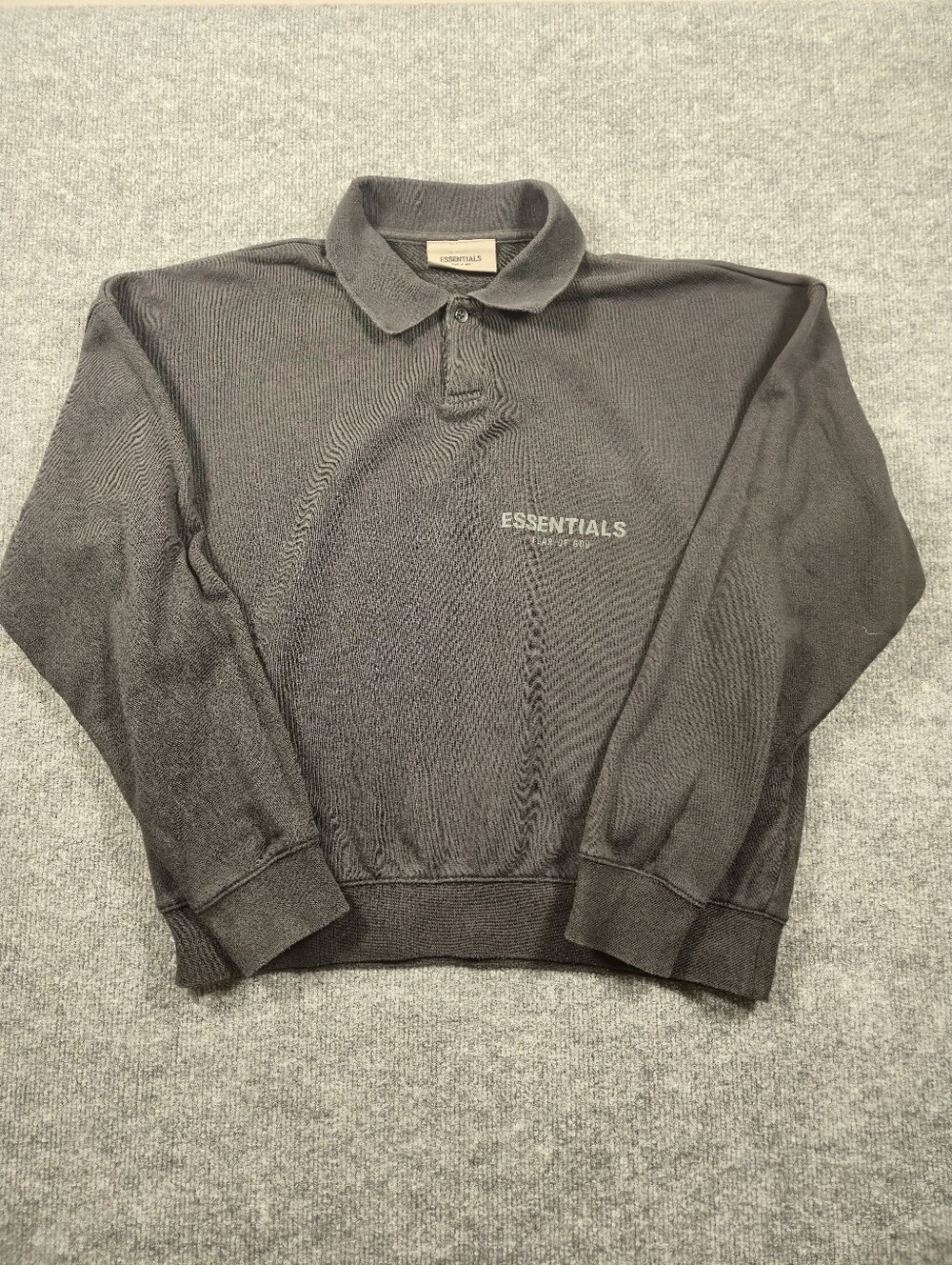 Essentials Fear of God‎ Faded Black Polo Sweatshirt Size XXS